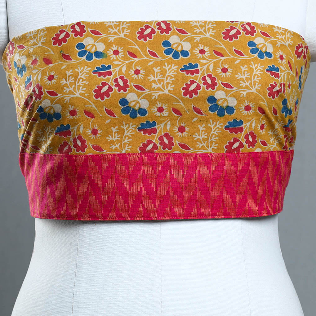 Orange - Block Printed Cotton Kalamkari Blouse Piece 28