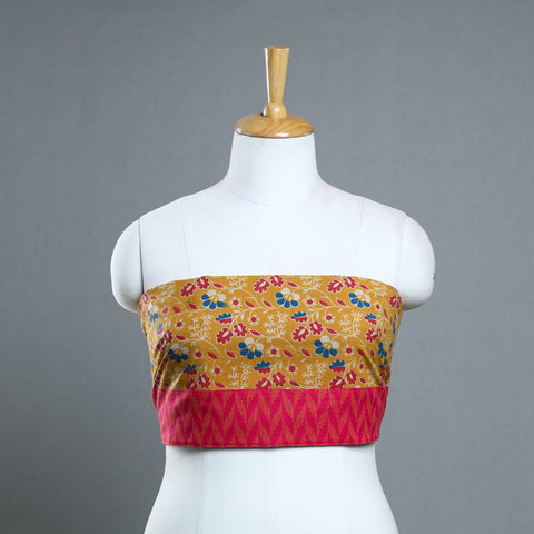 Orange - Block Printed Cotton Kalamkari Blouse Piece 28