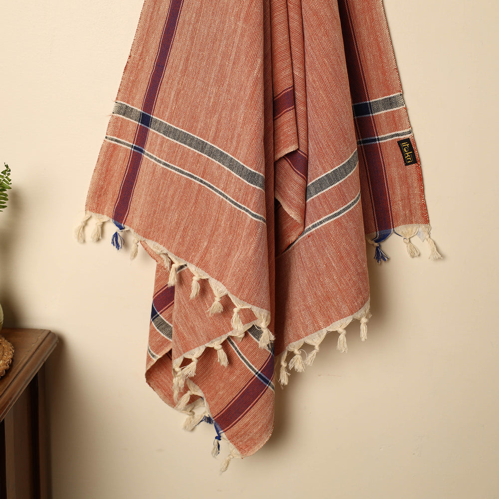 Peach - Handloom Fine Cotton Plain Bath Towel 22