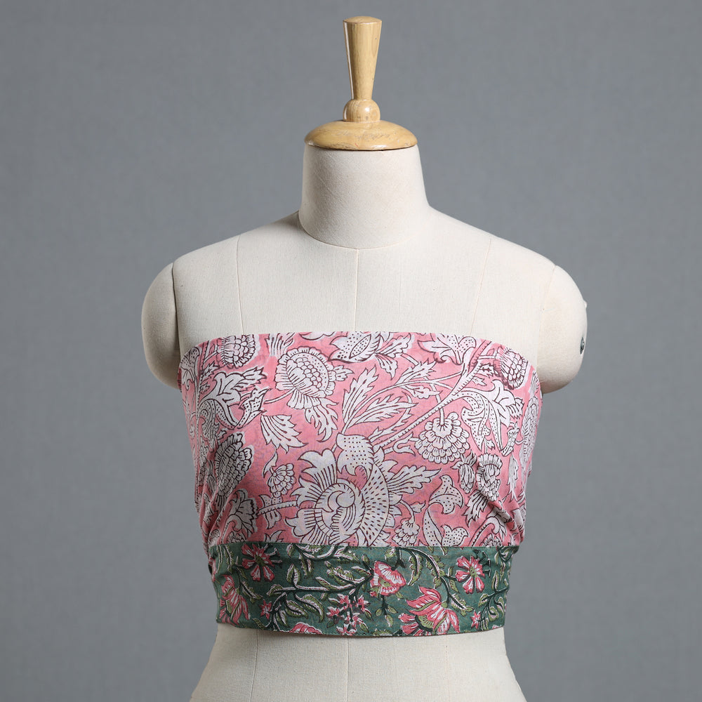 Pink - Block Printed Cotton Blouse Piece 25