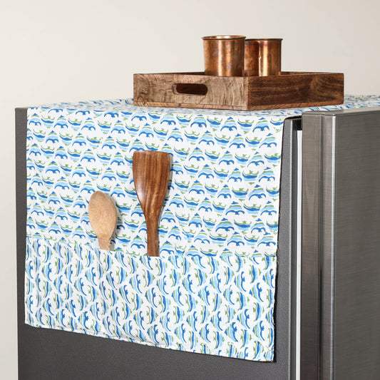 Handmade Cotton Fridge Top Cover with Multiple Pockets 52