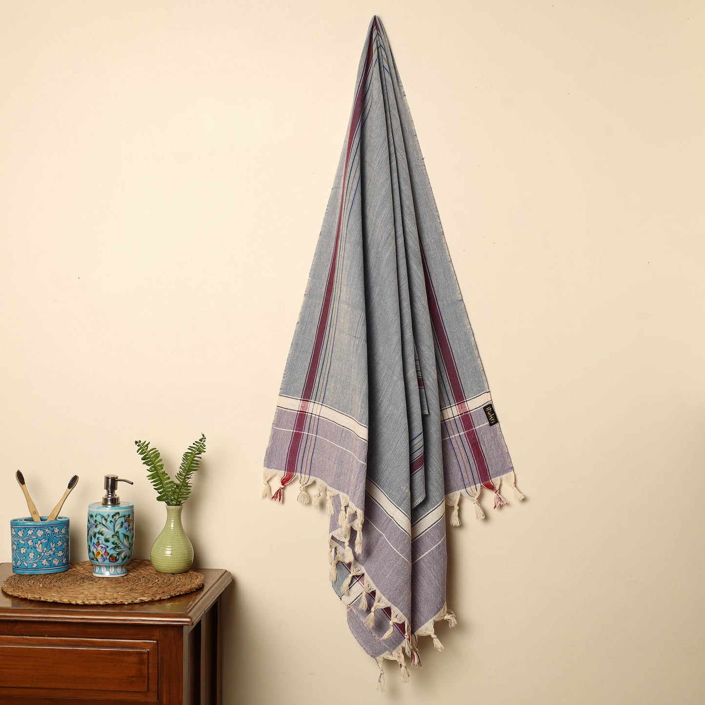 Grey - Handloom Fine Cotton Plain Bath Towel 23