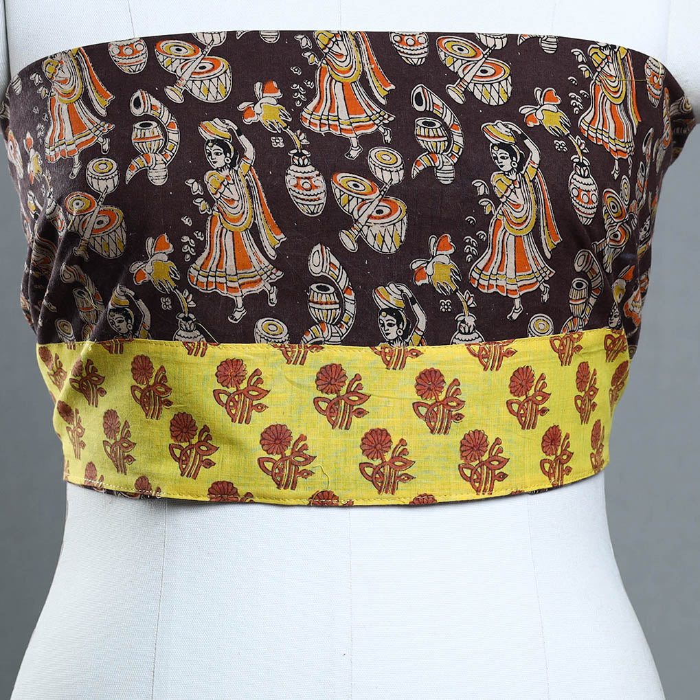 Brown - Block Printed Cotton Kalamkari Blouse Piece 32