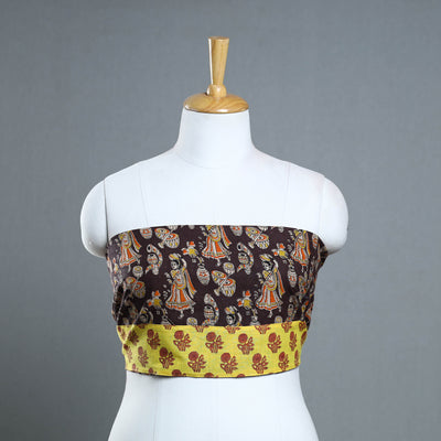 Brown - Block Printed Cotton Kalamkari Blouse Piece 32