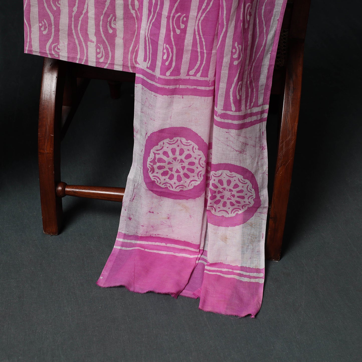 Kutch Hand Block Batik Print Cotton 3pc Unstitched Dress Material Suit Set 49