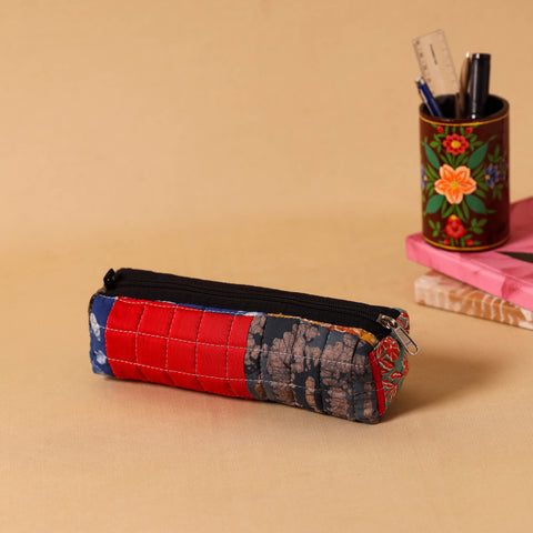 Multicolor Handmade Patchwork Quilted Cotton Pencil Pouch