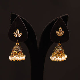 Yellow - zeeya stone work fabart gs jhumka earrings