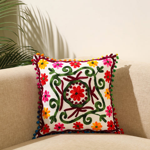 Multicolor - Suzani Embroidery Cushion Cover (16 x 16 in) 27