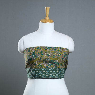 Green - Block Printed Cotton Kalamkari Blouse Piece 36