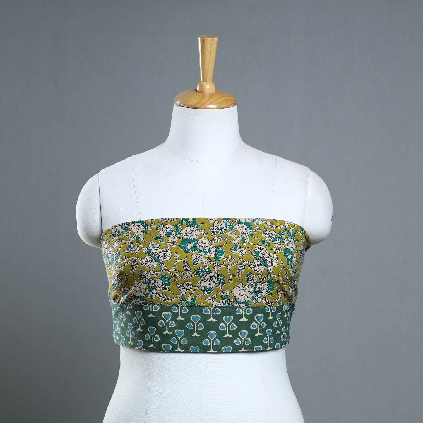 Green - Block Printed Cotton Kalamkari Blouse Piece 37