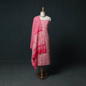 Kutch Hand Block Batik Print Cotton 3pc Unstitched Dress Material Suit Set 50