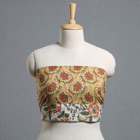 Yellow - printed cotton blouse piece 36 - handcrafted