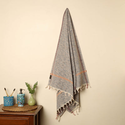 Grey - Handloom Fine Cotton Plain Bath Towel 28