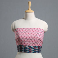 Pink - Block Printed Cotton Blouse Piece 38