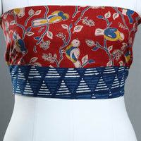 Red - Block Printed Cotton Kalamkari Blouse Piece 38