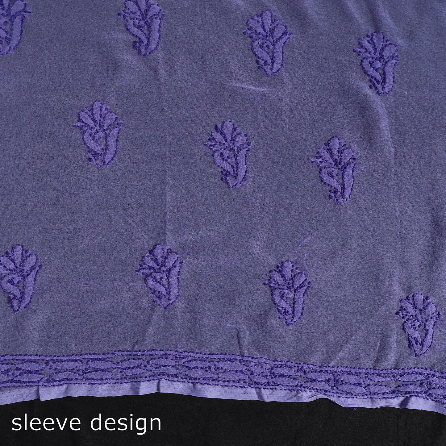 Purple - 3pc Hand Embroidery Georgette Chikankari Dress Material 19