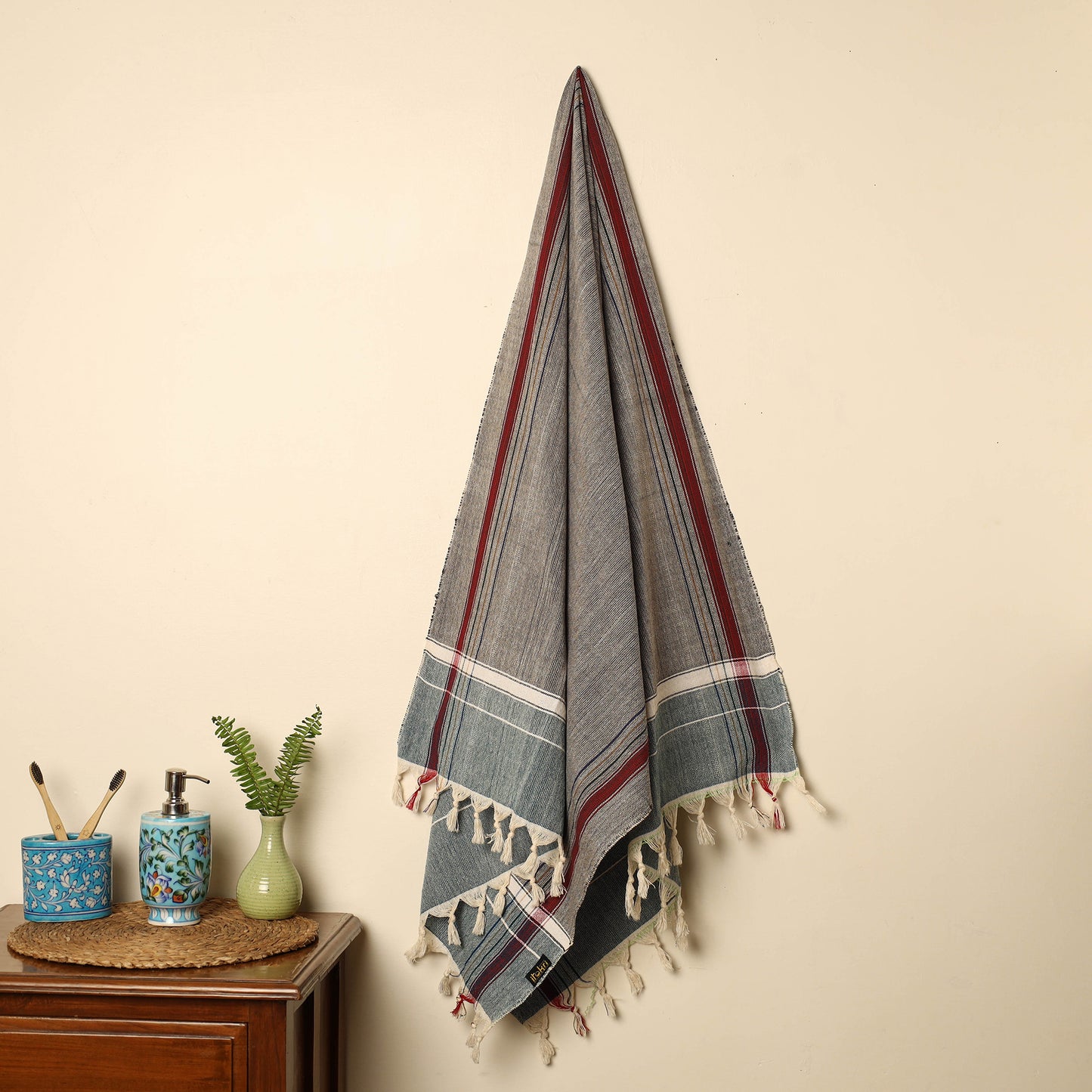 Grey - Handloom Fine Cotton Plain Bath Towel 30