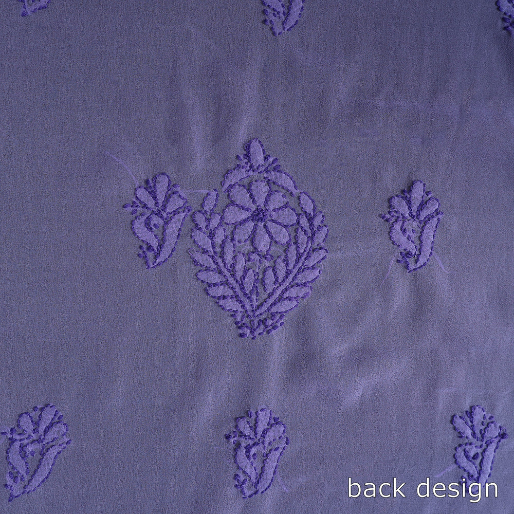 Purple - 3pc Hand Embroidery Georgette Chikankari Dress Material 19