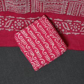 Kutch Hand Block Batik Print Cotton 3pc Unstitched Dress Material Suit Set 50