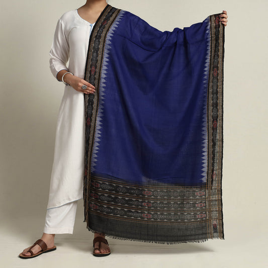 Blue - Sambalpuri Ikat Weave Cotton Dupatta
