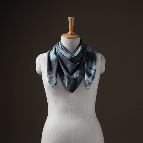 Grey - Pure Cotton Shibori Tie-Dye Scarf 05