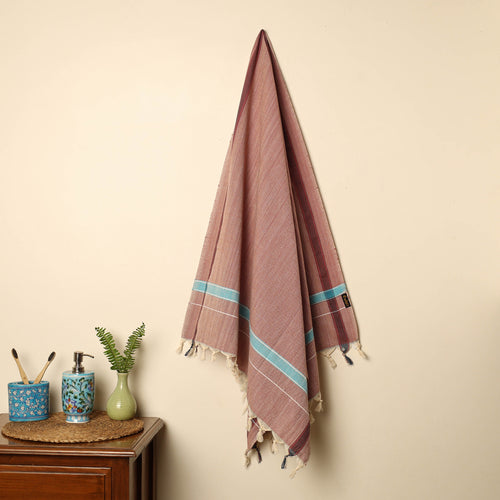 Brown - Handloom Fine Cotton Plain Bath Towel 31