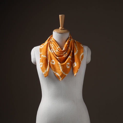 Orange - Pure Cotton Shibori Tie-Dye Scarf 11