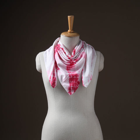 Pink - Pure Cotton Shibori Tie-Dye Scarf 12