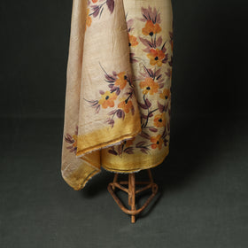 Pure Handloom Tussar Silk Handpainted Unstitched Dress Material: Kurta with Dupatta 01