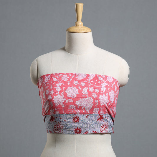 Pink - Block Printed Cotton Blouse Piece 51