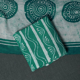 Kutch Hand Block Batik Print Cotton 3pc Unstitched Dress Material Suit Set 52