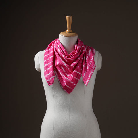 Pink - Pure Cotton Shibori Tie-Dye Scarf 16