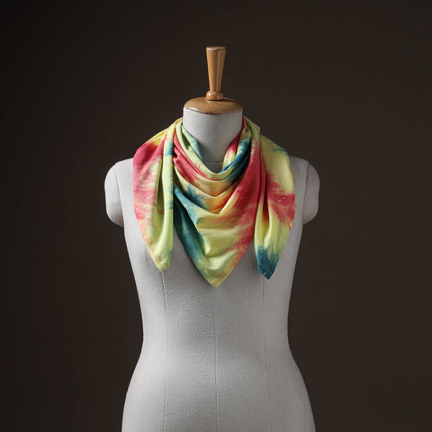 Multicolor - Pure Cotton Shibori Tie-Dye Scarf 17