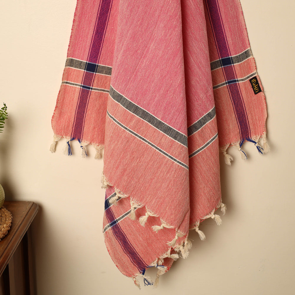 Pink - Handloom Fine Cotton Plain Bath Towel 34