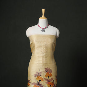 Pure Handloom Tussar Silk Handpainted Unstitched Dress Material: Kurta with Dupatta 01