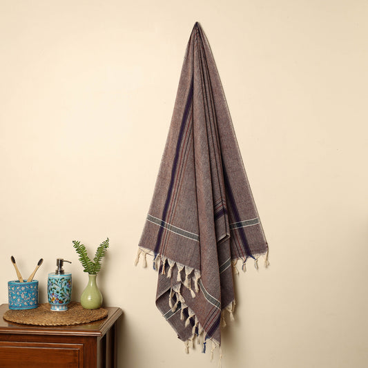 Brown - Handloom Fine Cotton Plain Bath Towel 35