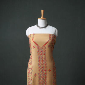 Kashmiri Sozni Hand Embroidered Pure Merino Wool Unstitched Dress Material: Kurta, Bottom with Dupatta 01