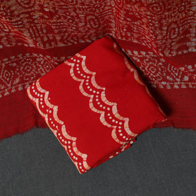 Kutch Hand Block Batik Print Cotton 3pc Unstitched Dress Material Suit Set 53