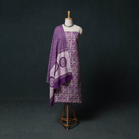 Kutch Hand Block Batik Print Cotton 3pc Unstitched Dress Material Suit Set 54