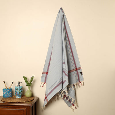 Blue - Handloom Fine Cotton Plain Bath Towel 37