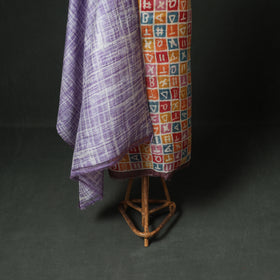 Pure Handloom Tussar Silk Hand Block Print Unstitched Dress Material: Kurta with Dupatta 04