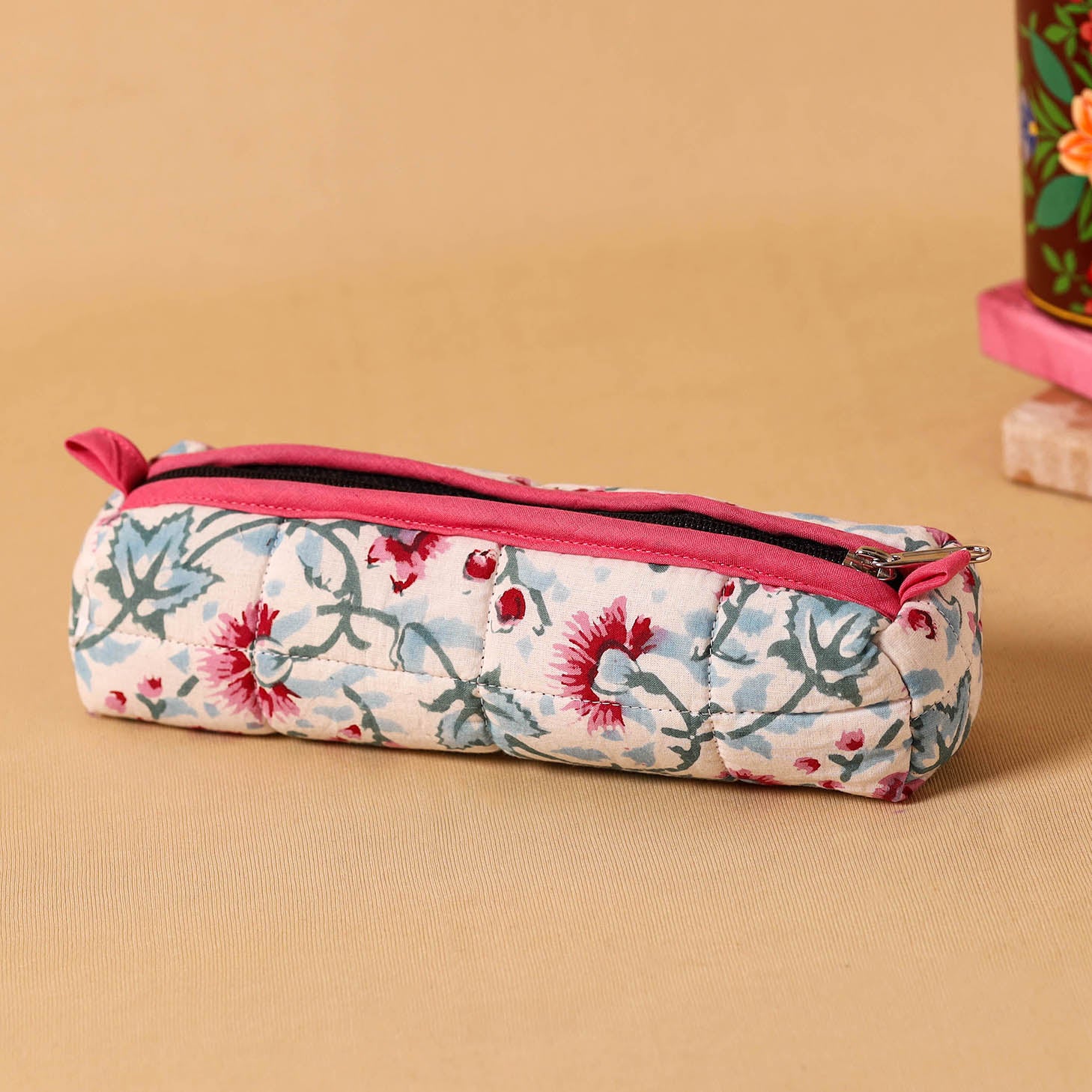 Black - Handmade Quilted Cotton Pencil Pouch 02