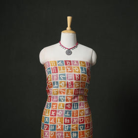 Pure Handloom Tussar Silk Hand Block Print Unstitched Dress Material: Kurta with Dupatta 04