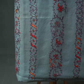 Kashmiri Sozni Hand Embroidered Pure Merino Wool Unstitched Dress Material: Kurta, Bottom with Dupatta 02