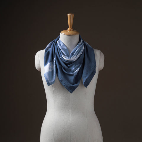 Blue - Pure Cotton Shibori Tie-Dye Scarf 27
