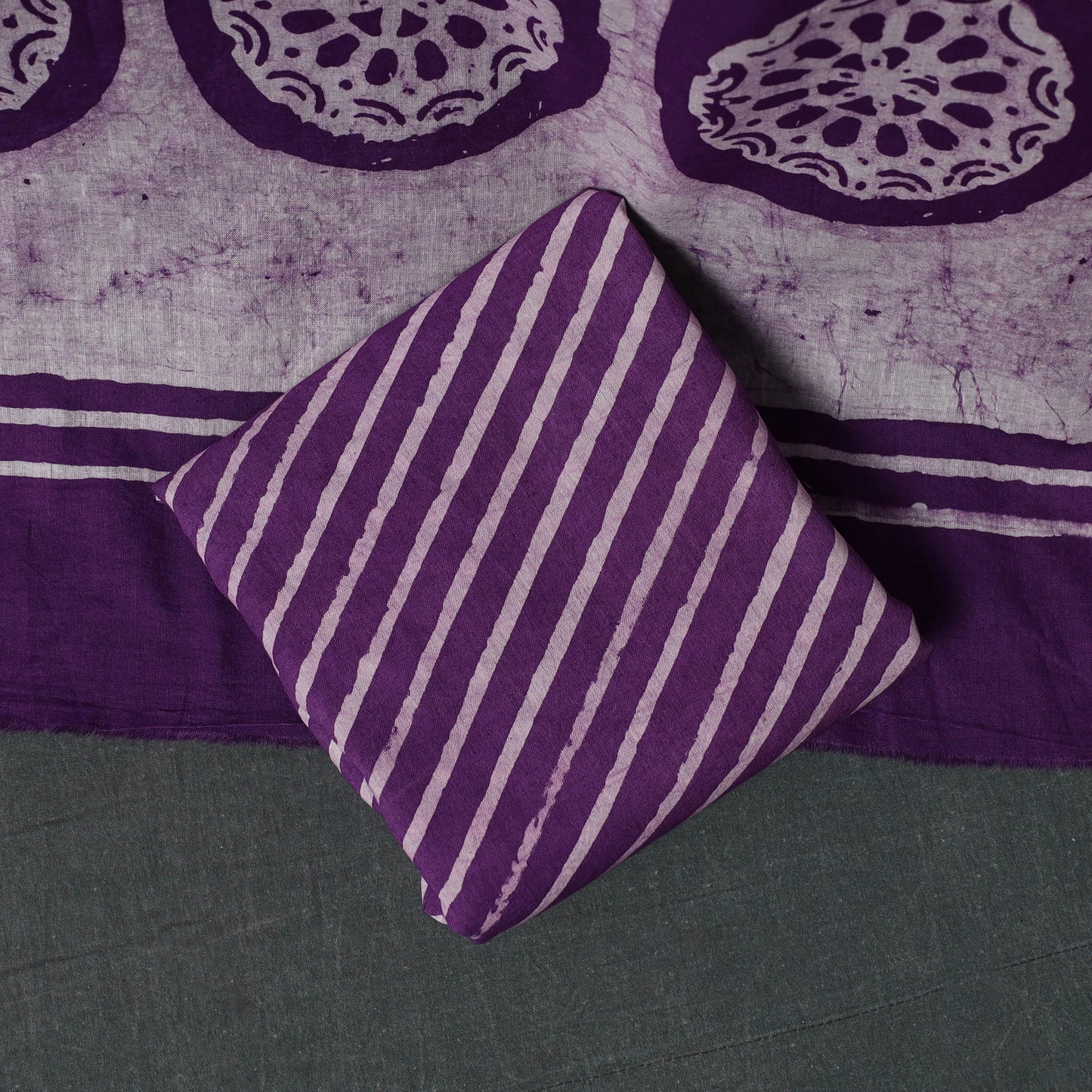 Kutch Hand Block Batik Print Cotton 3pc Unstitched Dress Material Suit Set 54