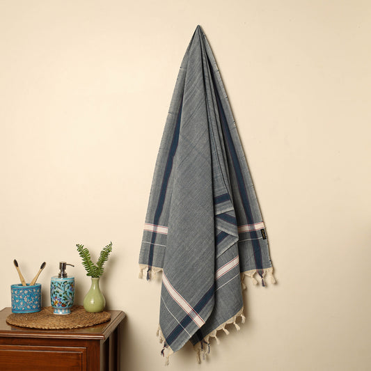 Grey - Handloom Fine Cotton Plain Bath Towel 39