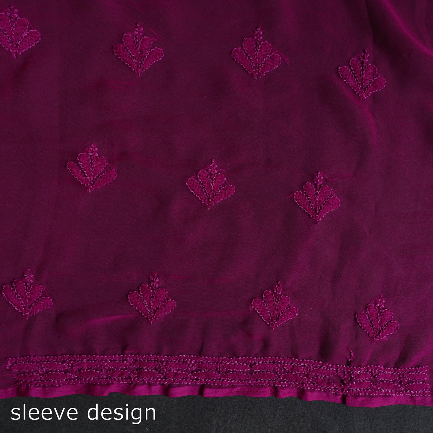 Purple - 3pc Hand Embroidery Georgette Chikankari Dress Material 22