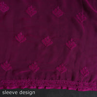 Purple - 3pc Hand Embroidery Georgette Chikankari Dress Material 22