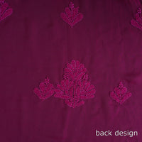 Purple - 3pc Hand Embroidery Georgette Chikankari Dress Material 22